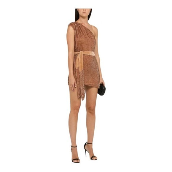 Retrofete ELLA SEQUIN ONE SHOULDER SEQUIN DRESS IN BRONZE - Picture 1 of 14